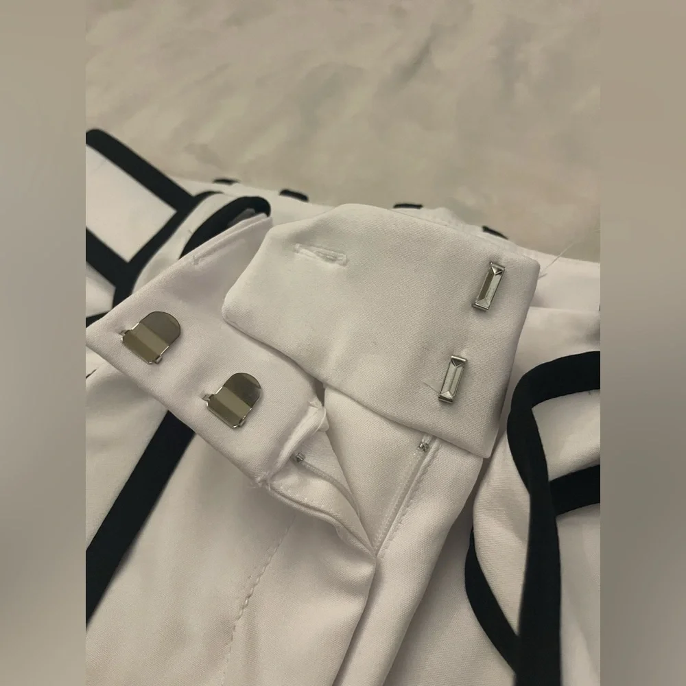 New York & Company White Wide-Leg Pants with Black Accents - Picture 6 of 6